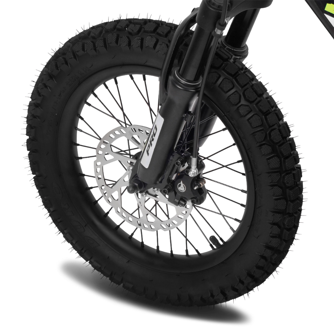 Amped A16 Pro front wheel with disc brake and suspension