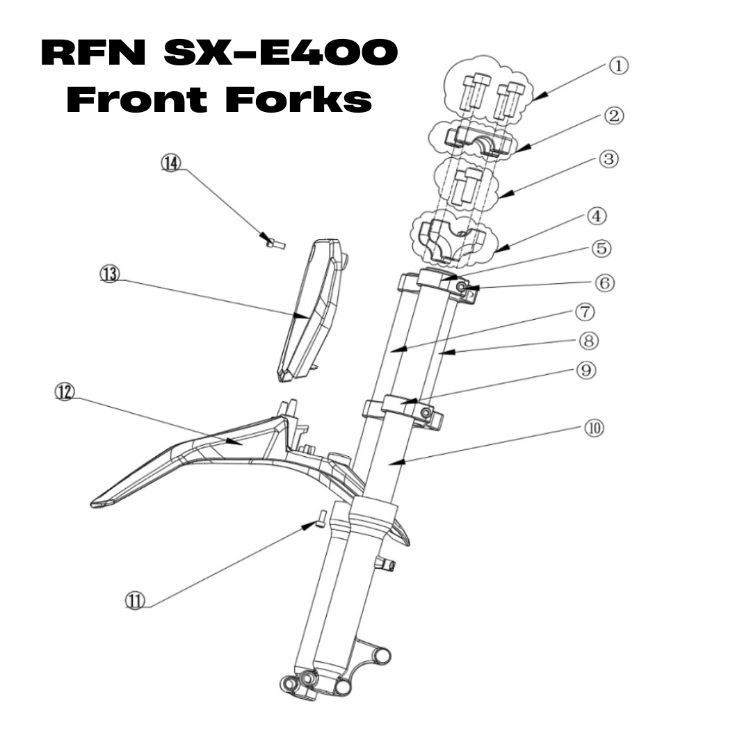 RFN Warrior SX-E400 Parts Diagram for the front forks