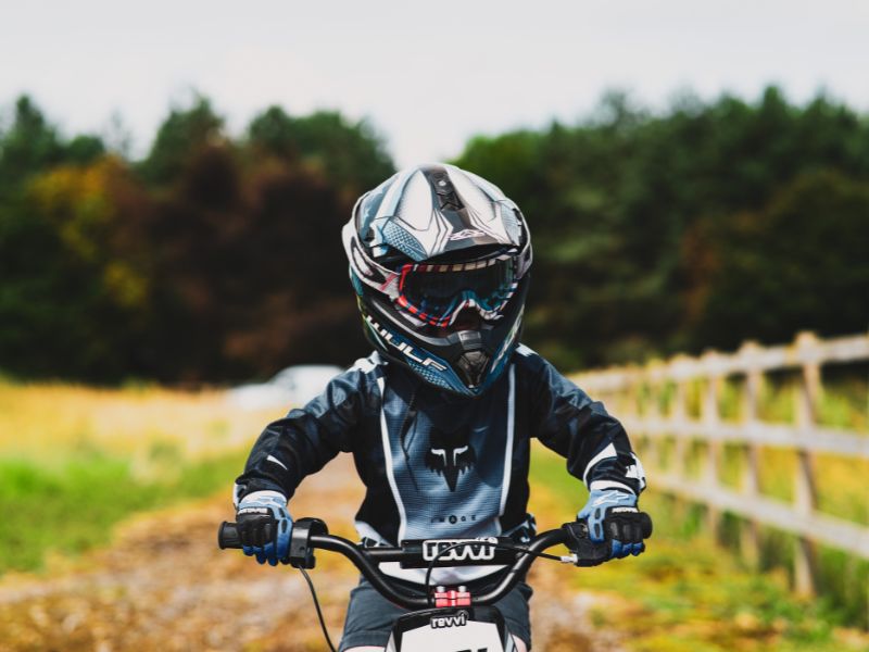 Picture of an 8 year old rider on an electric balance bike