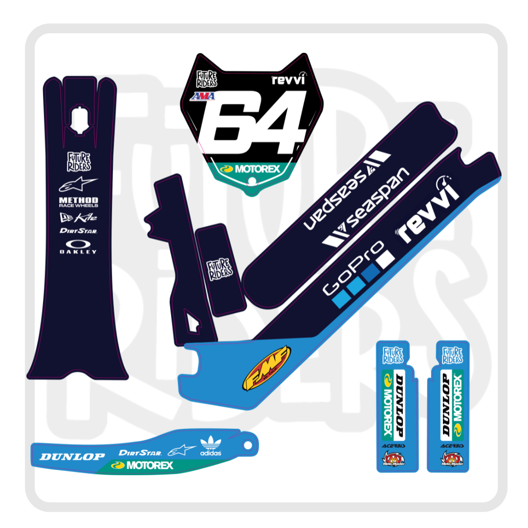 Revvi 18 inch Decal kit Go pro edition - Blue
